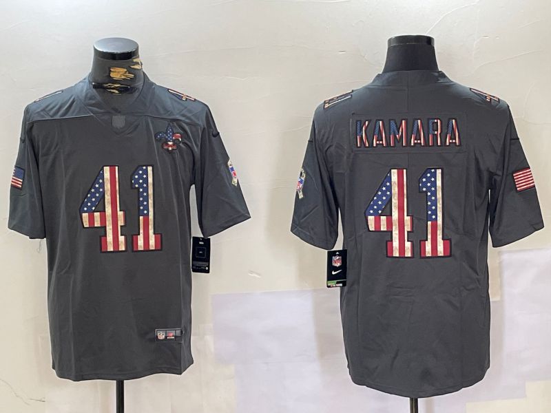 Men New Orleans Saints #41 Kamara Grey 2024 Nike National Flag Limited NFL Jersey style 1